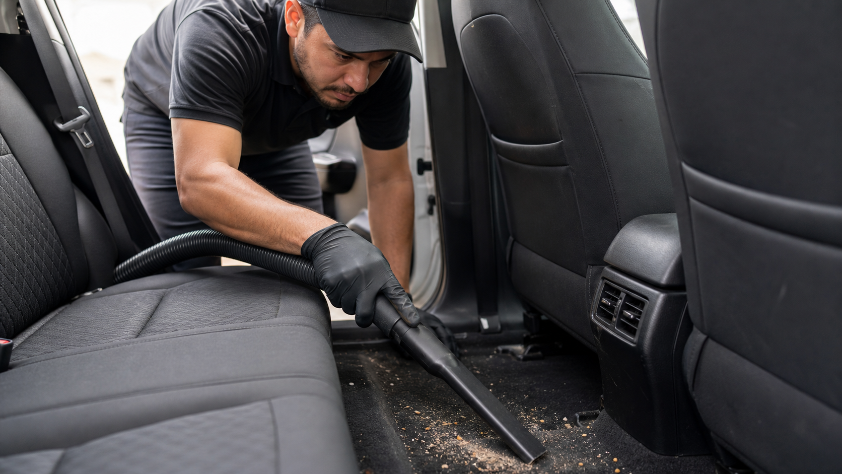 Interior Vacuuming for drivers and fleet operators in Huntington Beach, focused on clean vehicles, protected finishes, and convenient appointment details in Huntington Beach